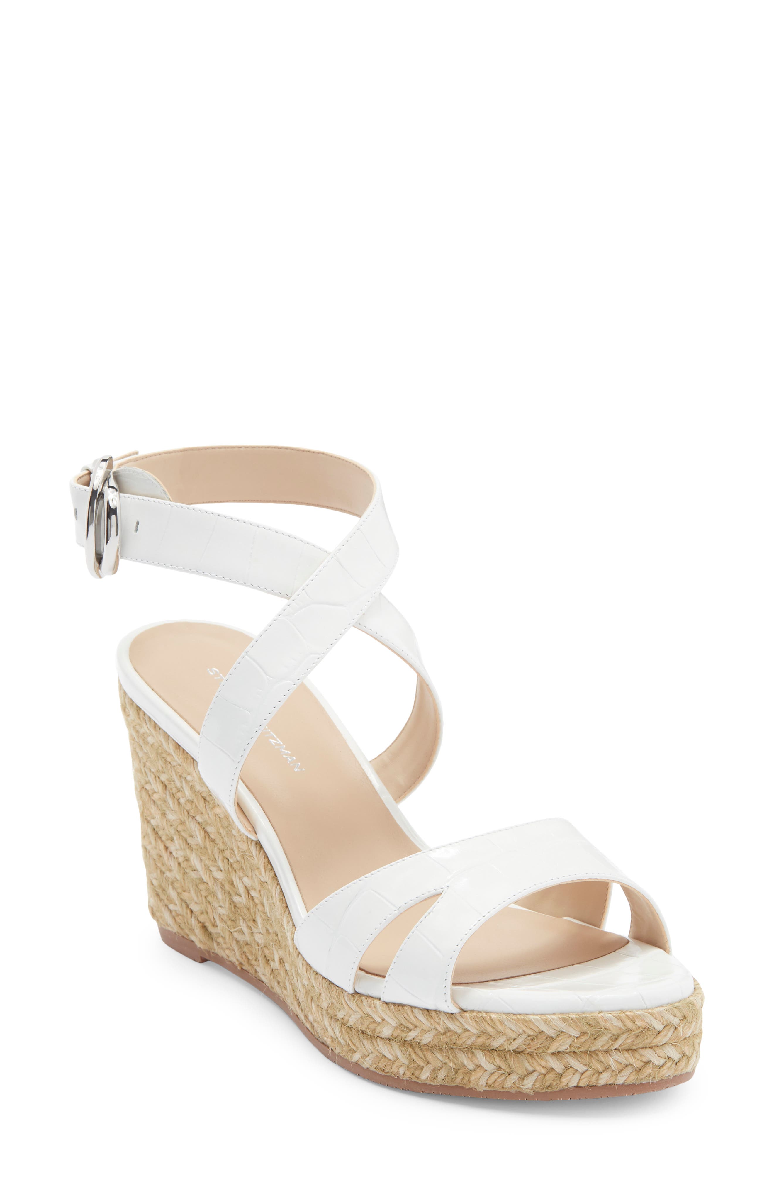 Stuart Weitzman Zuzu Espadrille Wedge Sandal, Main, color, White.