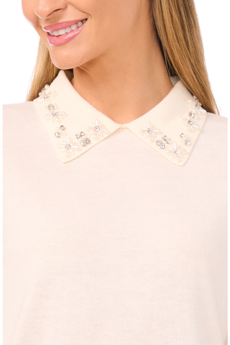 Embellished Collar Rib Sweater, Alternate, color, BUTTERCREAM