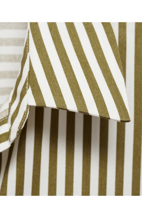 Mango Stripe Cotton Blend Button-up Shirt In Green