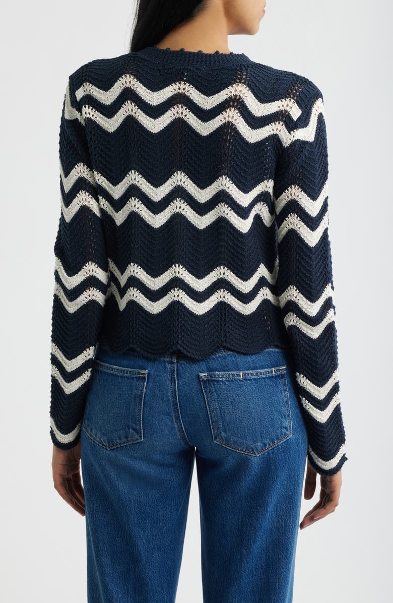 Madewell Kassa Wavy-Knit Cardigan, Alternate, color, Navy And Ivory Wavy Stripe