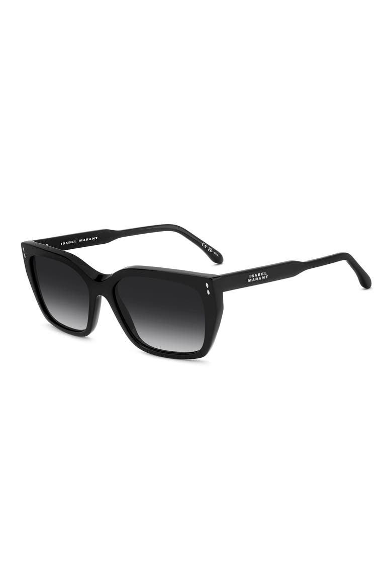 58mm Rectangular Sunglasses, Alternate, color, BLACK