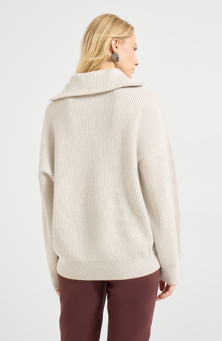 Brunello Cucinelli Cashmere English rib sweater, Alternate, color, Pearl