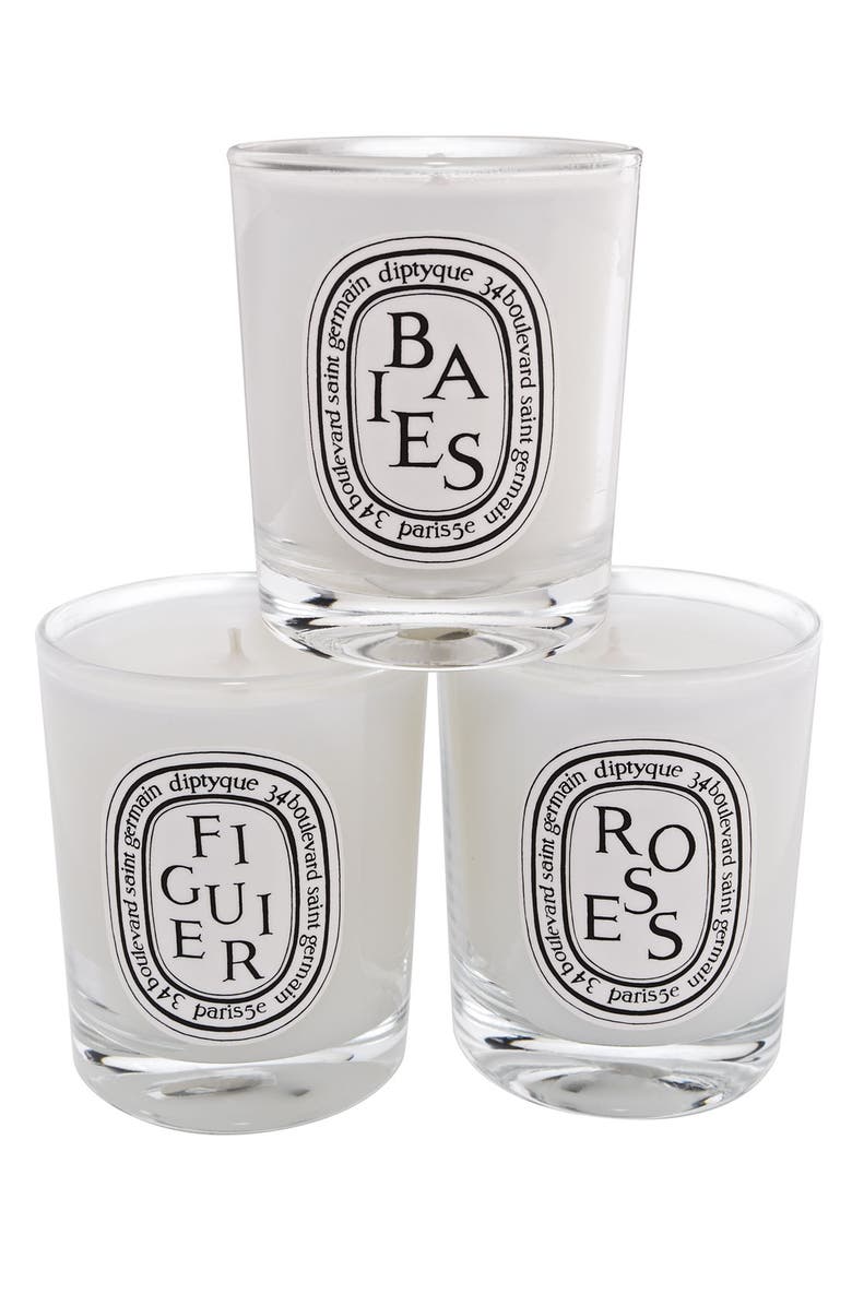 Diptyque Mini Baies (Berries), Figuier (Fig) & Roses Candle Discovery Set, Main, color,