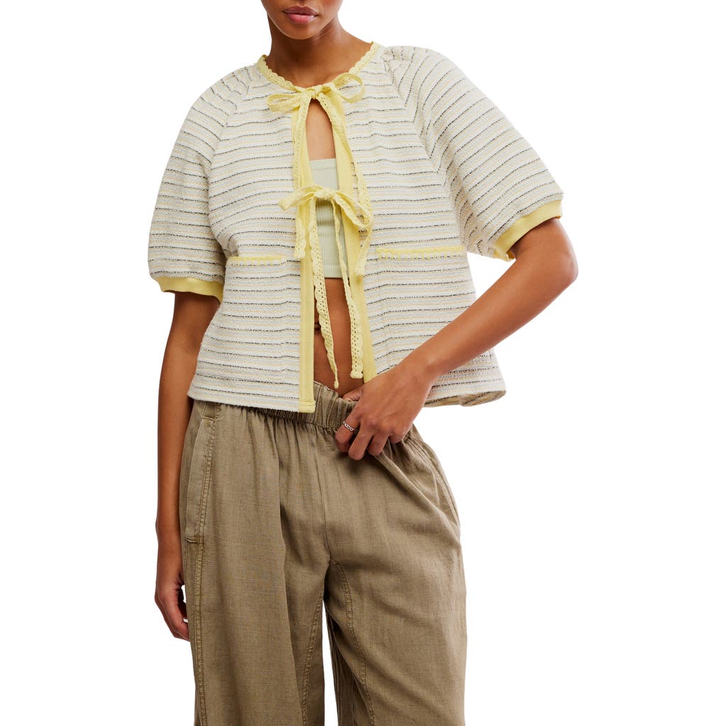 Free People Tropic Stripe Cotton Tie Front Top In Multi