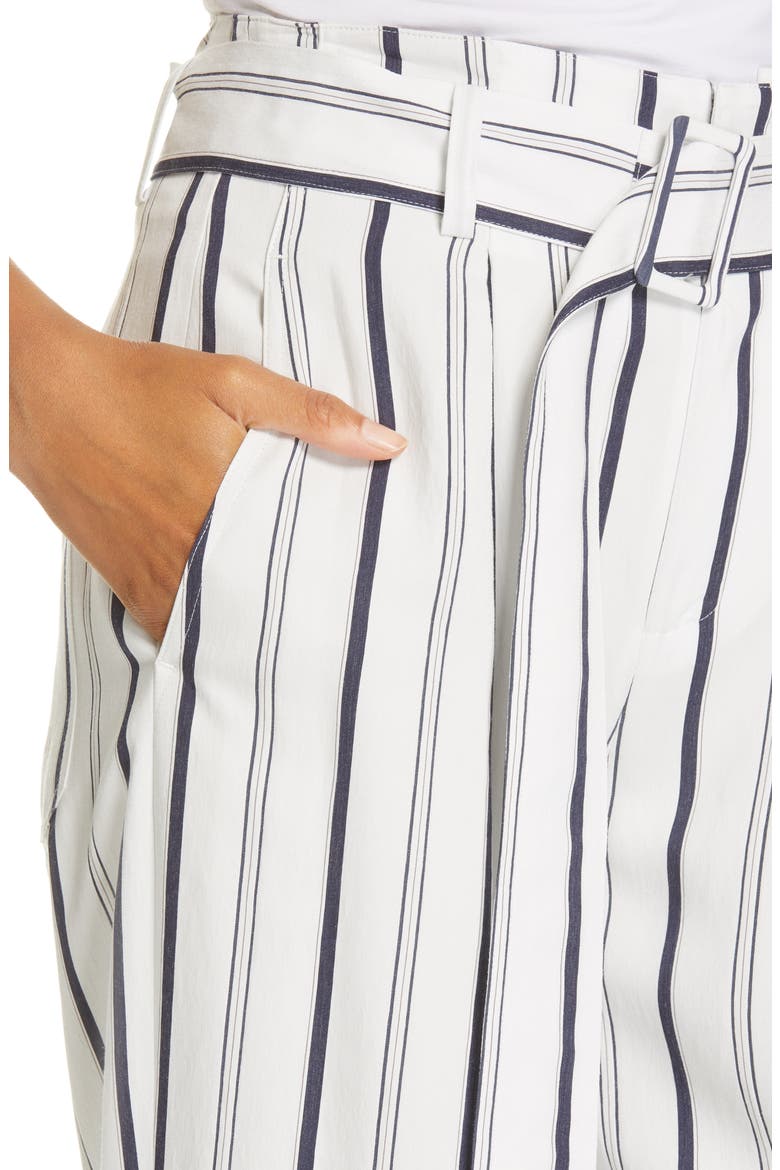 Belted Stripe Pants, Alternate, color, OFF WHITE