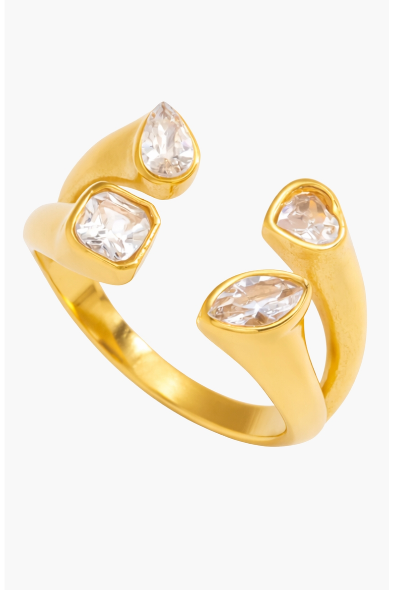 Gold Tone Cubic Zirconia Open Ring, Main, color, Gold