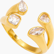 Kellery Gold Tone Cubic Zirconia Open Ring