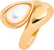 NORDSTROM RACK Teardrop Faux Pearl Bypass Ring