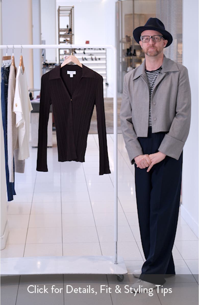 Collared V-Neck Rib Cardigan