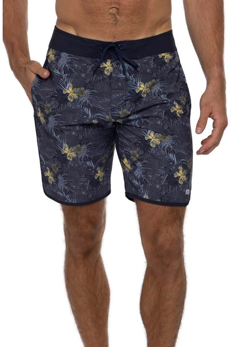 Becan Ruins Scallop Swim Trunks, Main, color, HEATHER DRESS BLUES