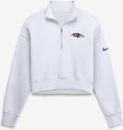 Nike Women's Nike White Baltimore Ravens Oversized Phoenix Fleece Cropped Quarter-Zip Sweatshirt