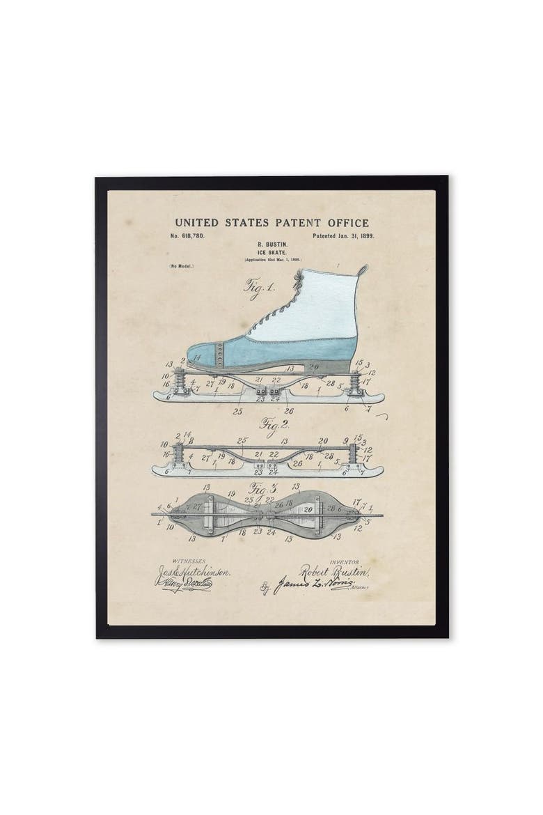 Ice Skate Patent in Black Frame, Main, color, No Color