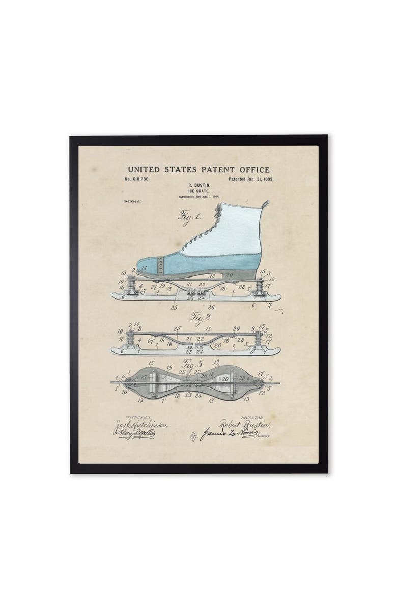 Antique Curiosities Ice Skate Patent in Black Frame, Main, color, NO COLOR