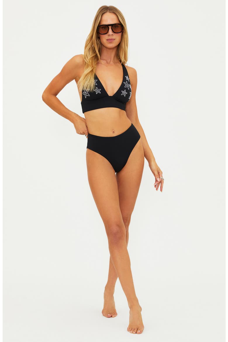 Rozli High Cut Bikini Bottoms, Alternate, color, BLACK