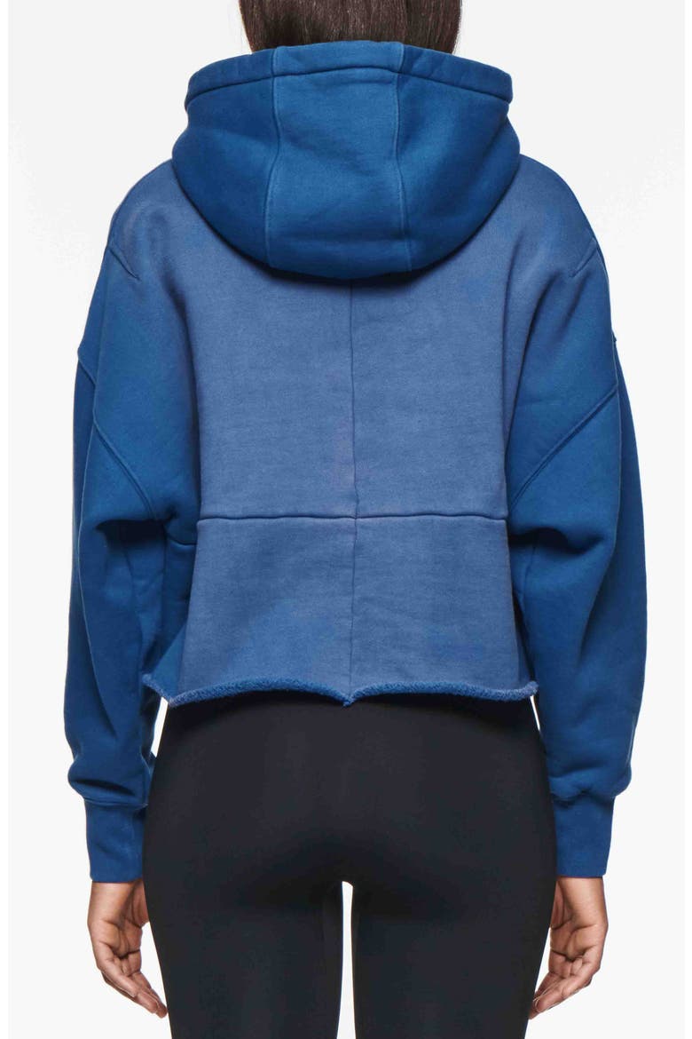 Raw Hem Cotton Fleece Graphic Hoodie, Alternate, color, BLUE