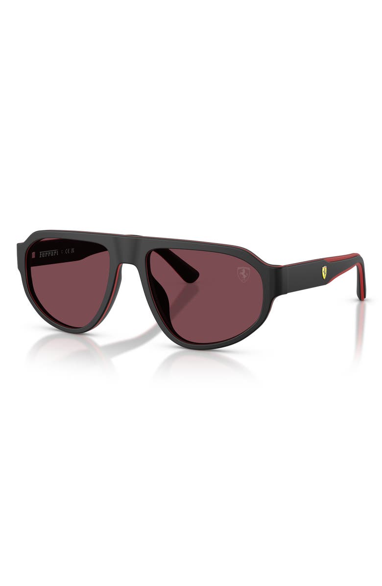 Scuderia Ferrari 57mm Irregular Sunglasses, Alternate, color, Black Matte Red Black