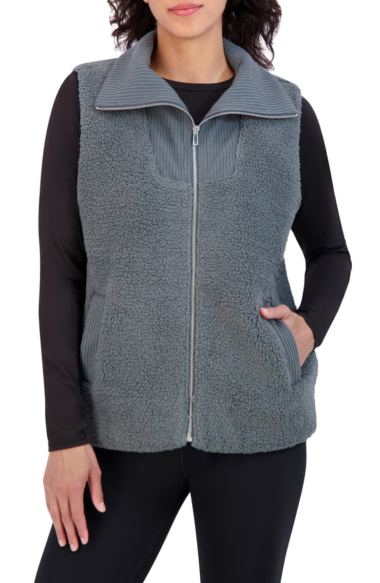 SAGE COLLECTIVE Mixed Fleece Vest, Alternate, color, Urban Chic