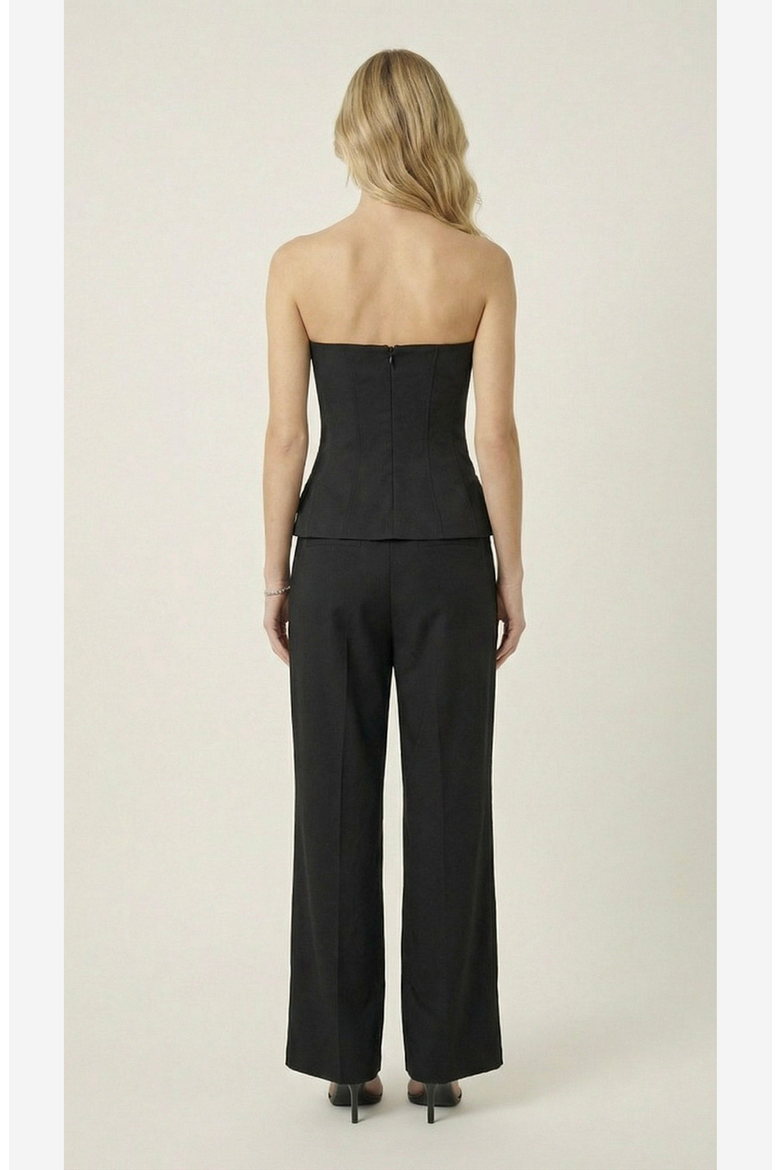 Strapless Vest and Wide Leg Pant Set, Alternate, color, Black