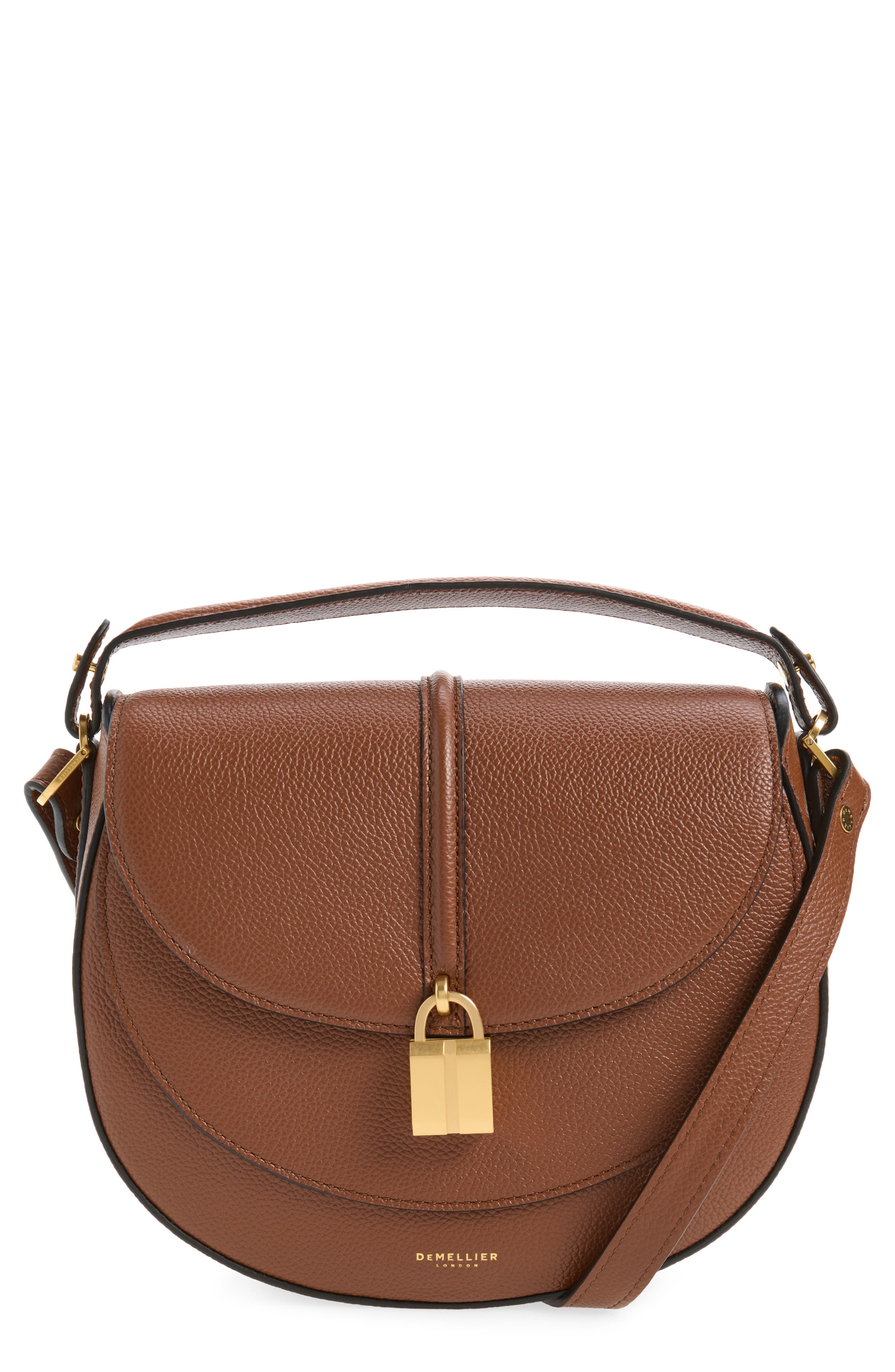Siena Leather Saddle Bag, Main, color, TAN W/ BE