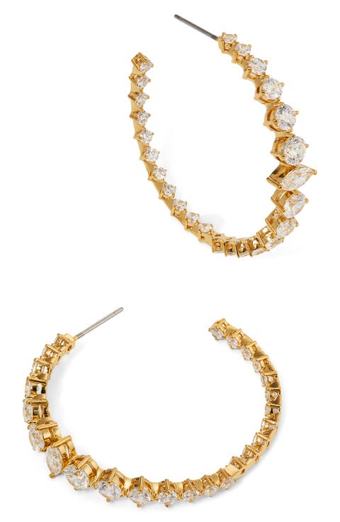 Graduated Cubic Zirconia Inside Out Hoop Earrings