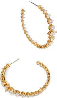 Nadri Graduated Cubic Zirconia Inside Out Hoop Earrings