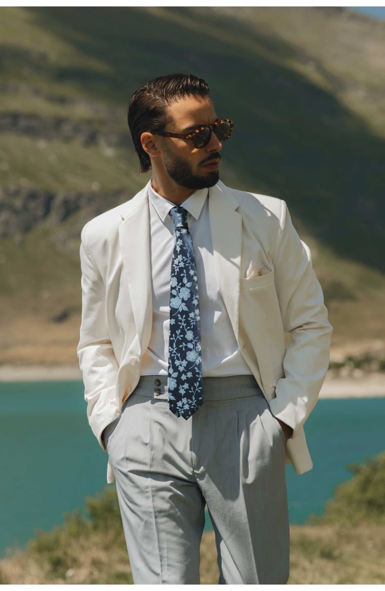 Elizabetta Silvio - Silk Jacquard Tie for Men, Alternate, color, Navy