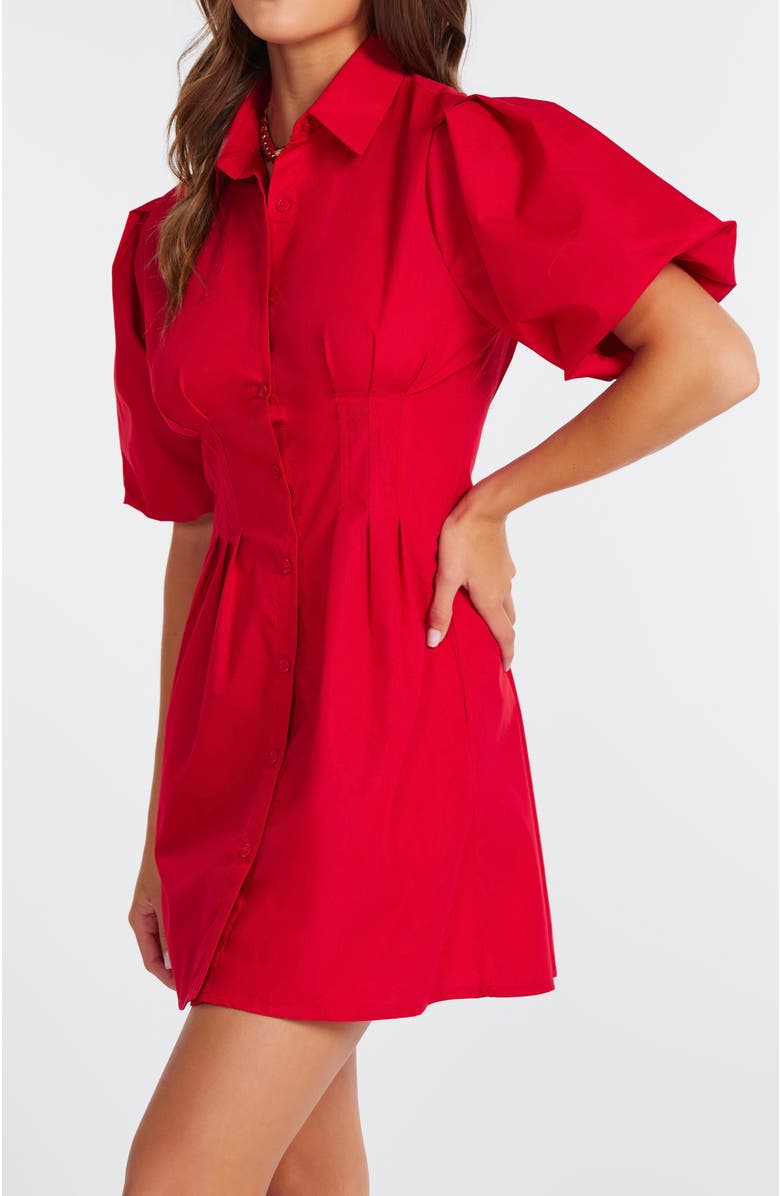 Bishop + Young Jacqueline Bubble Sleeve Dress, Main, color, Cherry