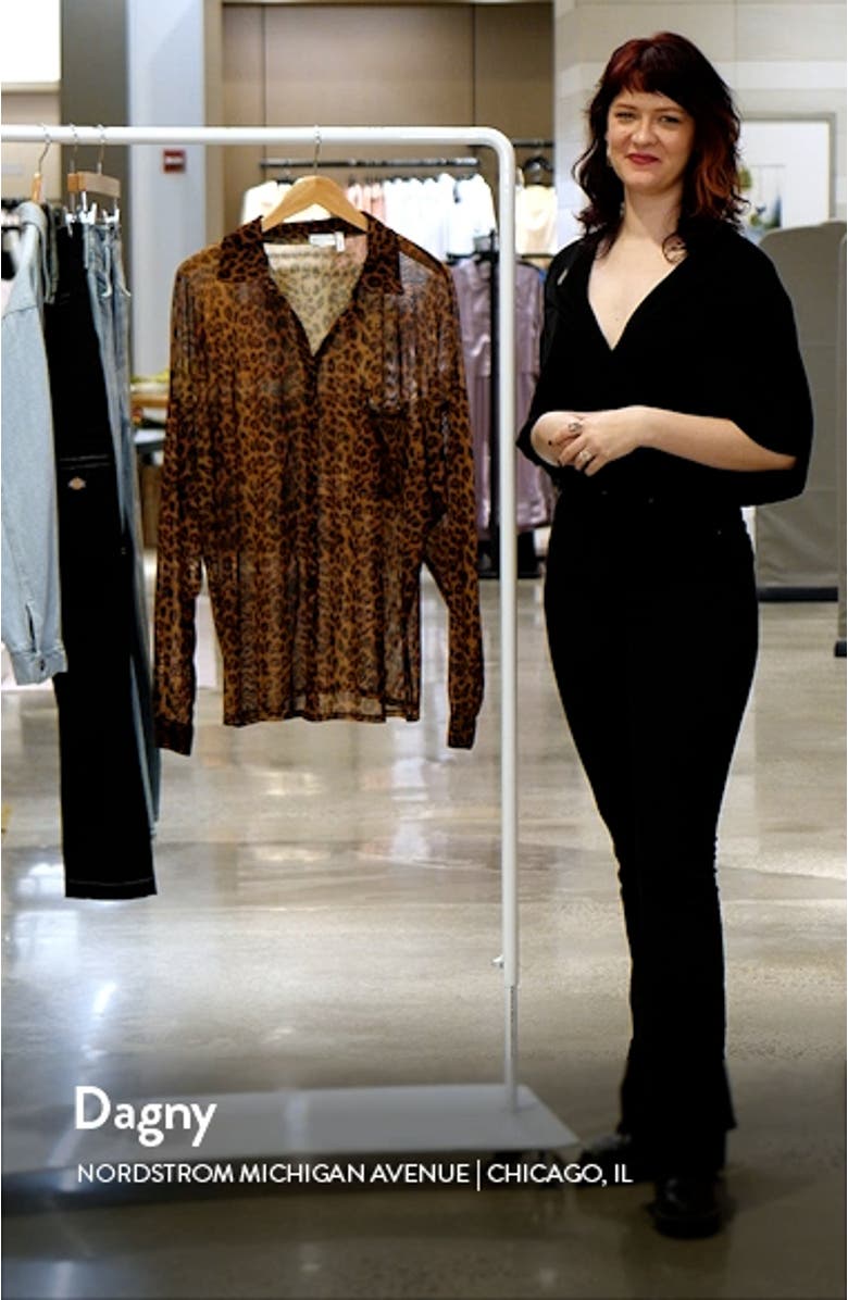 Curve Leopard Print Mesh Button-Up Shirt, sales video thumbnail