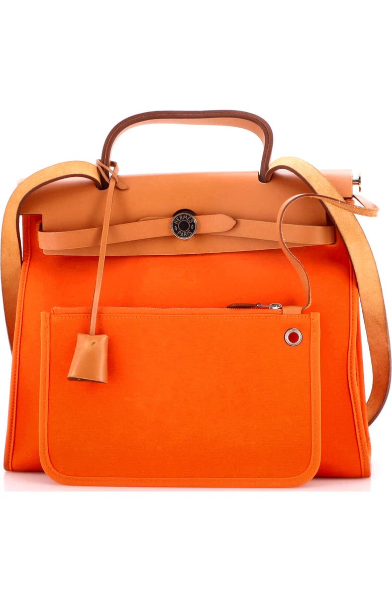 Pre-Owned Hermes Herbag Zip Leather and Toile 31, Alternate, color, Orange H