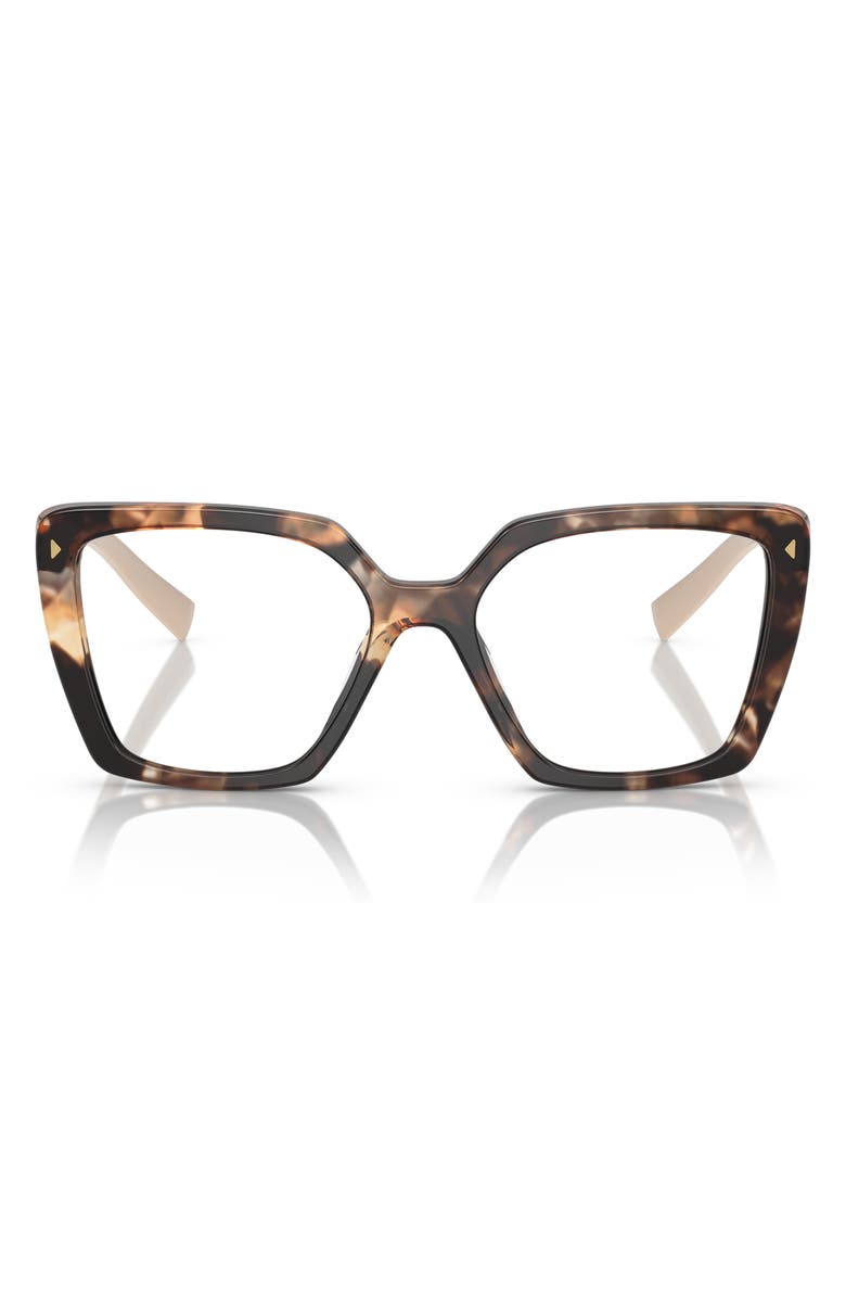 Prada 51mm Square Optical Glasses, Main, color, Brown Tort