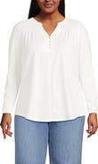 Lands' End Long Sleeve Lightweight Jersey Notch Neck Tunic Top
