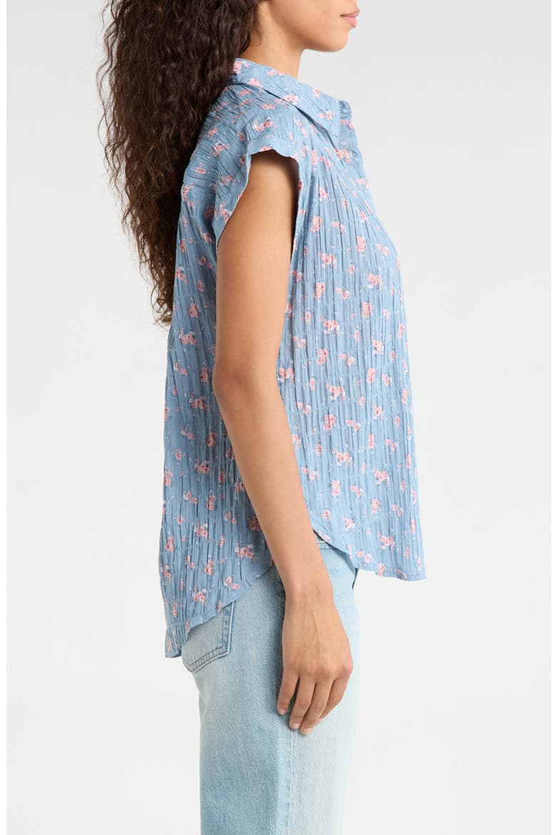 Floral Stretch Cotton Button-Up Shirt, Alternate, color, BLUE FLORAL