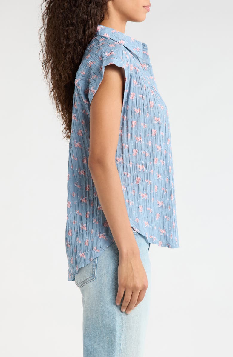 Lucky Brand Floral Stretch Cotton Button-Up Shirt, Alternate, color, Blue Floral