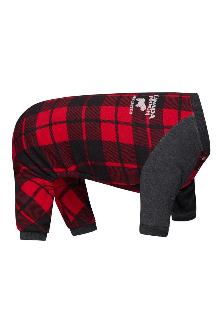 Frosty Fleece One Piece Sweatsuit, Main, color, RED PLAID