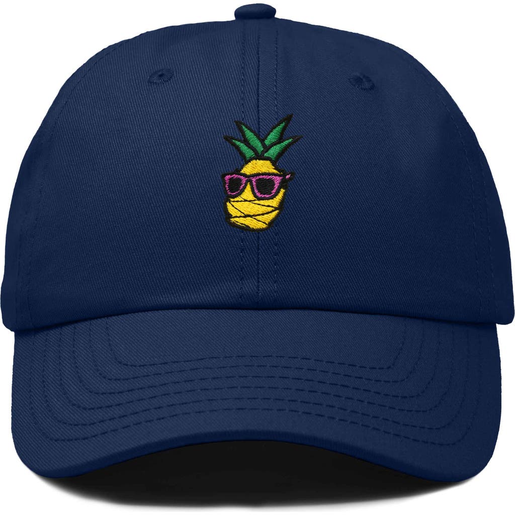 Dalix Pineapple Embroidered Dad Hat In Navy Blue