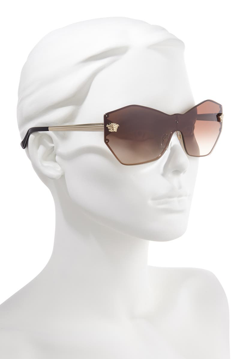 Versace Gradient Shield Sunglasses, Alternate, color, Gold/ Gold