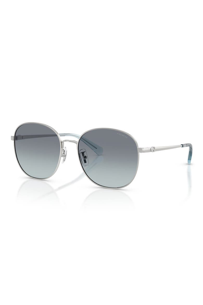 55mm Round Sunglasses, Alternate, color, SHINY SILVER / OCEAN GRADIENT