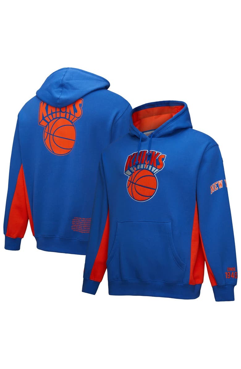Mitchell & Ness Men's Mitchell & Ness Blue New York Knicks Hardwood Classics Team Origins Fleece Pullover Hoodie, Alternate, color,