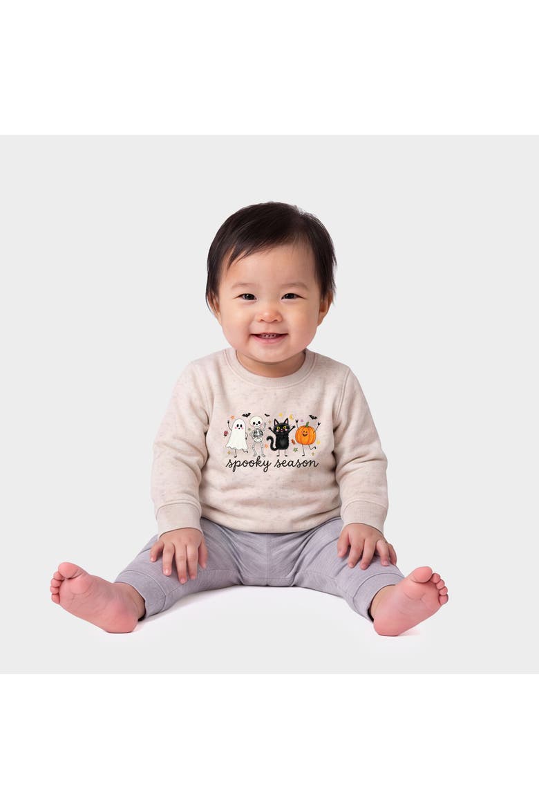 Spooky Season Stick Figures Infant Crew Fleece Sweatshirt, Alternate, color, Natural