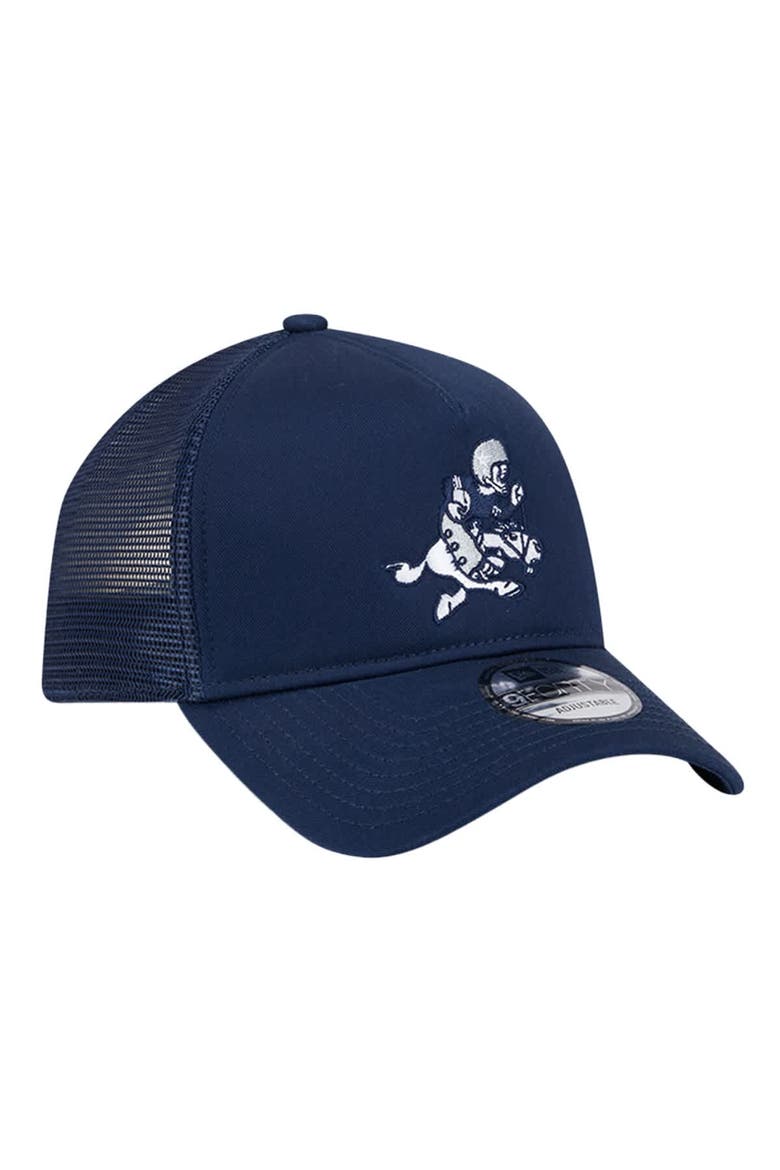 Men's New Era  Navy Dallas Cowboys Retro Main A-Frame Trucker 9FORTY Adjustable Hat, Alternate, color, Navy
