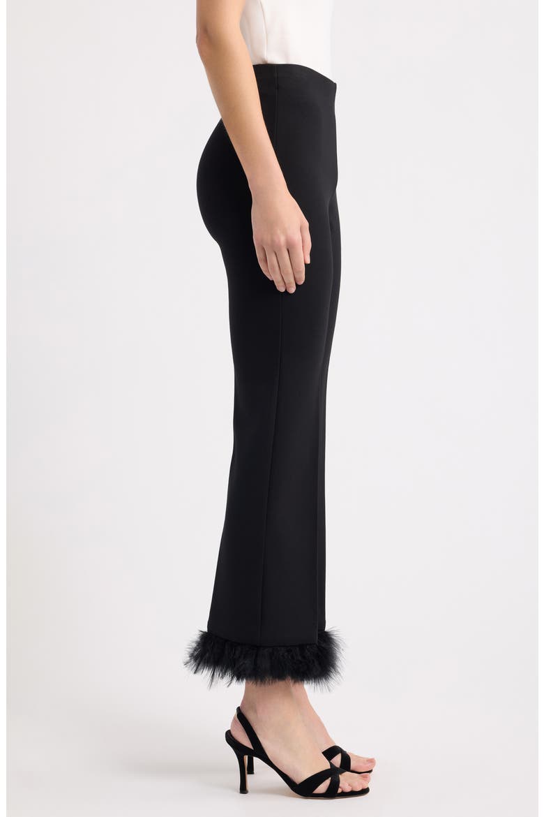Feather Detail Ankle Pants, Alternate, color, ANNE BLACK