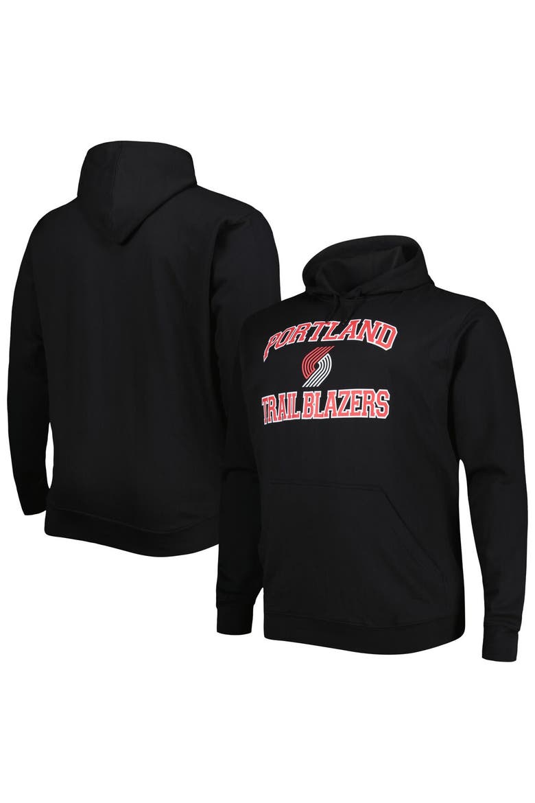 Men's Black Portland Trail Blazers Big & Tall Heart & Soul Pullover Hoodie, Main, color, Black