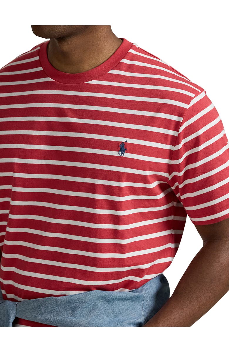 Polo Ralph Lauren Big & Tall Striped Jersey Crewneck T-Shirt, Alternate, color, Spring Red And White