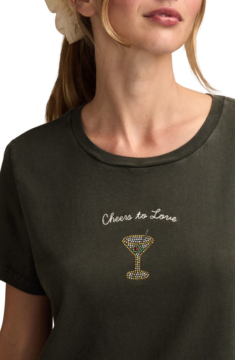 Lucky Brand Love at First Sip Embellished T-Shirt, Alternate, color, Raven