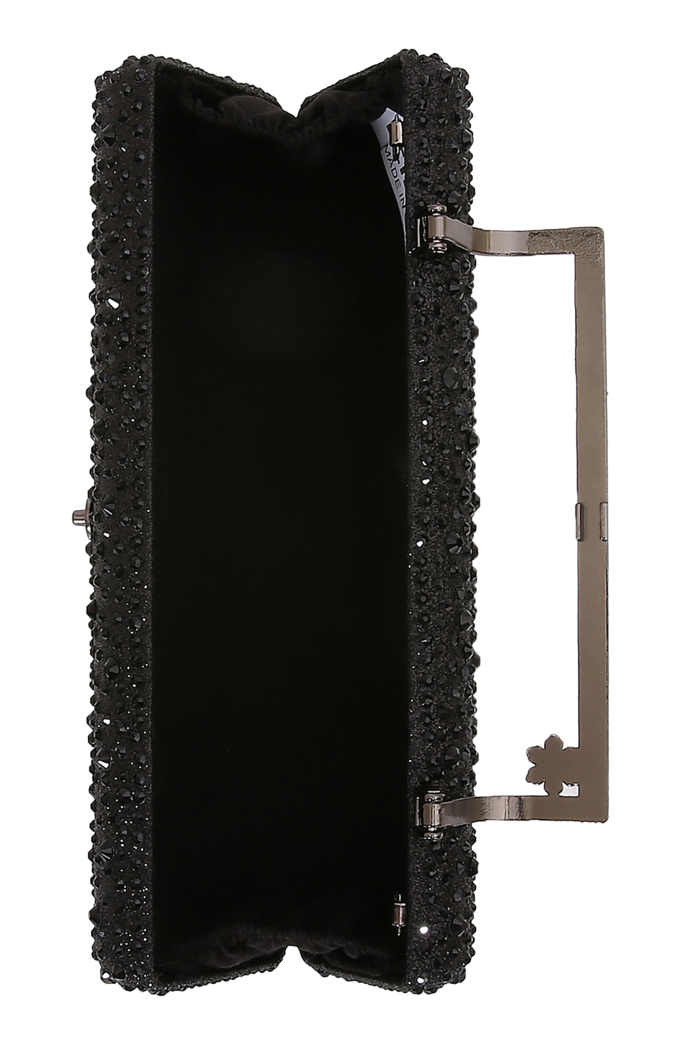 Rhinestone Elongated Snap Clutch, Alternate, color, BLACK