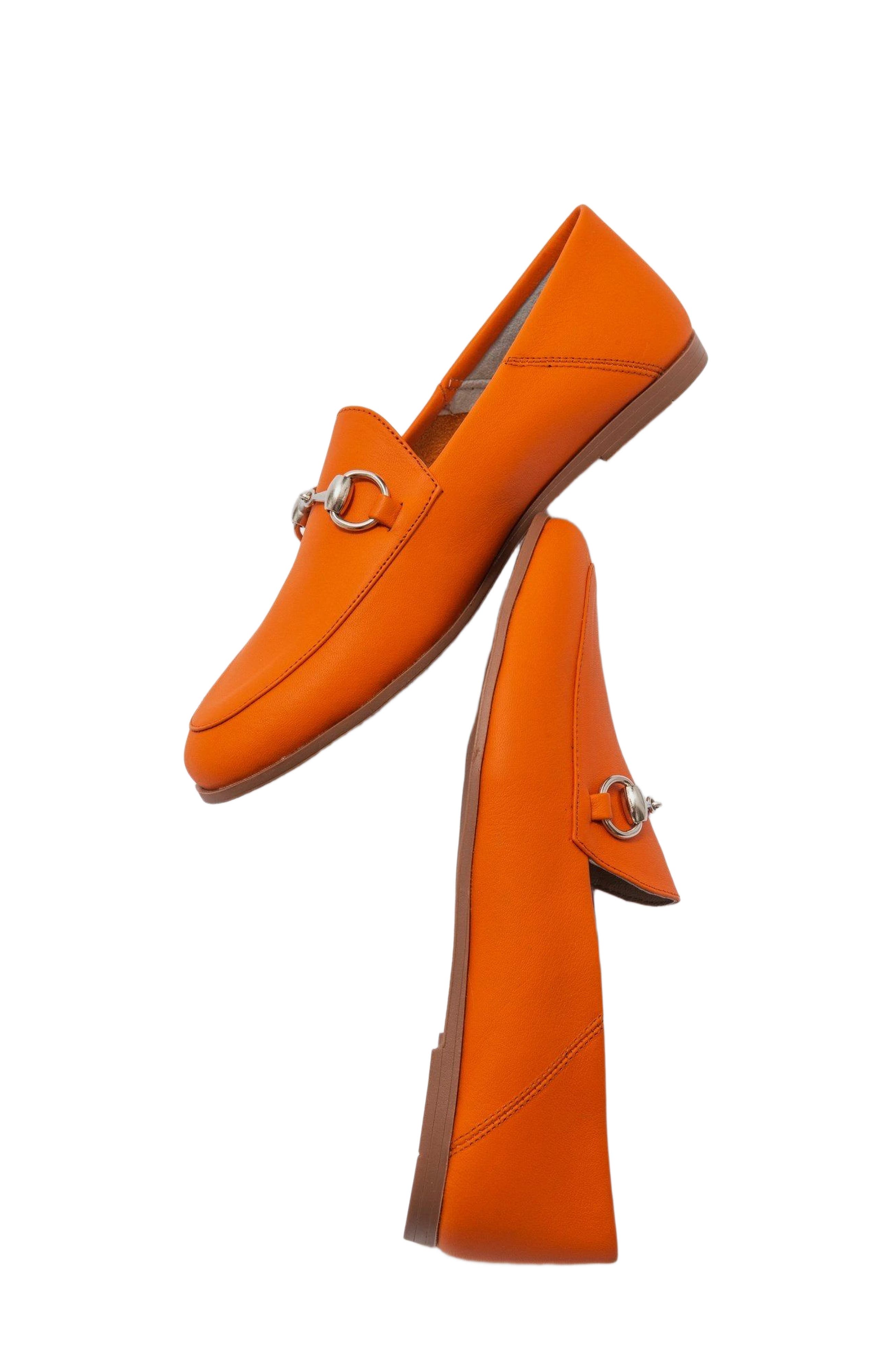 Penny Leather Horsebit Loafers, Alternate, color, Neon Orange Leather