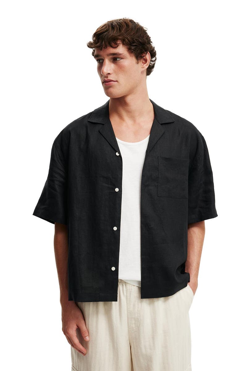 Cotton On Men's Linen Box Fit Short Sleeve Shirt, Main, color, 