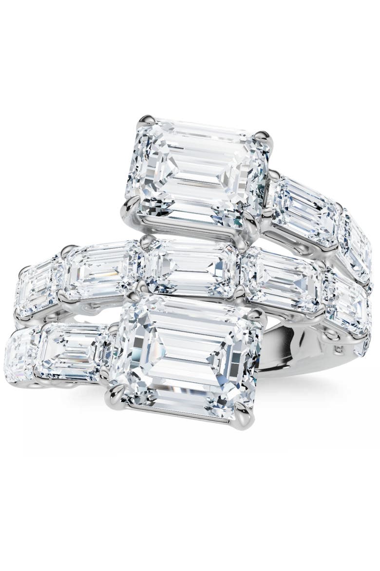 6 1/2Ct Emerald Cut Diamond Ring Gold Women's Right Hand Anniversary Band, Main, color, 14k White Gold