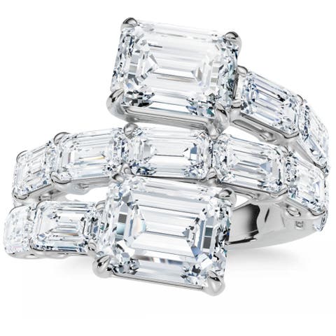 6 1/2Ct Emerald Cut Diamond Ring Gold Women's Right Hand Anniversary Band