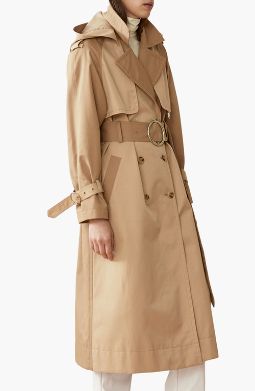 Caalo Women's Sustainable Water Resistant Cotton Trench Coat In Light Beige